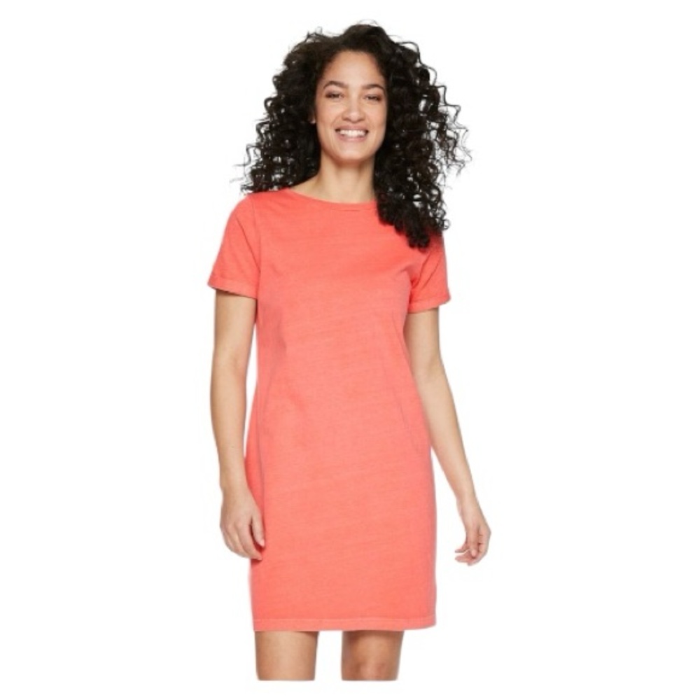 GAP Women’s Coral T-Shirt Dress with Back Cutout | Size Small l Poshmark